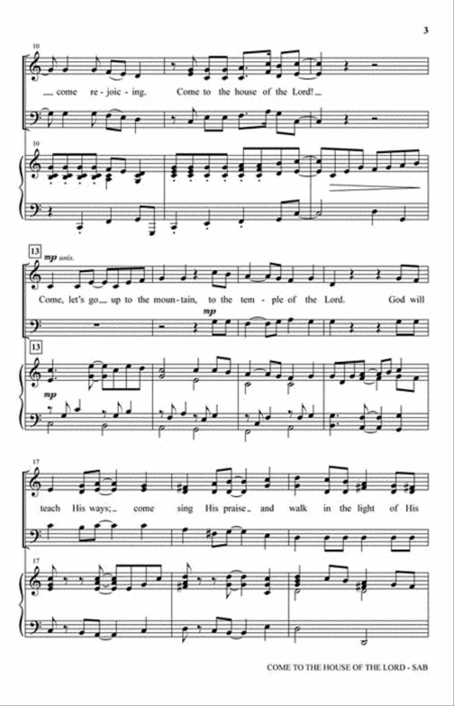Come to the House of the Lord 3-Part scores gallery preview page 3