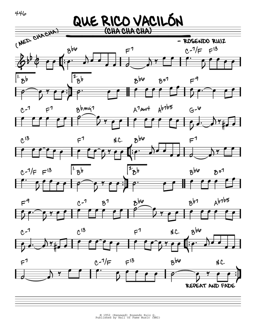 Que Rico Vacilon (Cha Cha Cha) Piano scores gallery preview page 1