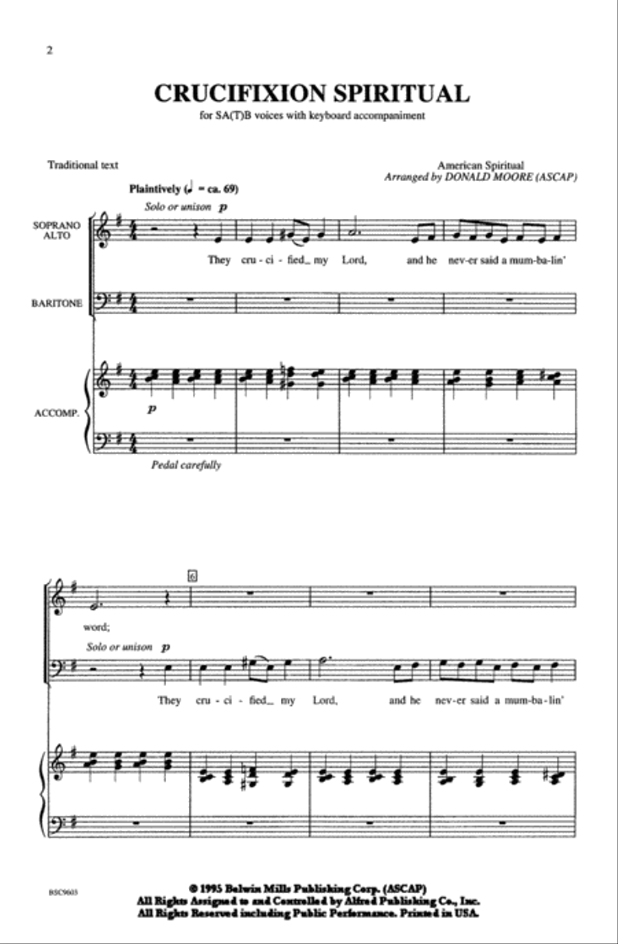 Crucifixion Spiritual 4-Part scores gallery preview page 2