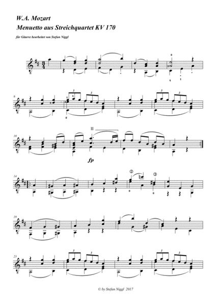 Menuet from String Quartet KV 170
