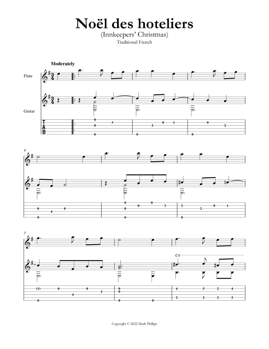 Noël des hoteliers (Innkeepers’ Christmas) Flute scores gallery preview page 1