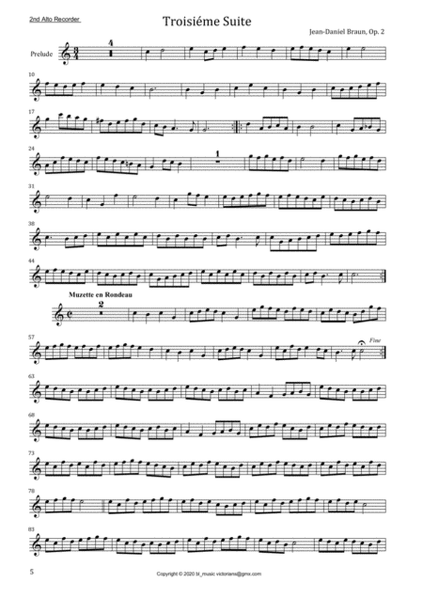 JD Braun, Six Suites op. 2 for Treble Recorder, 2nd Alto part