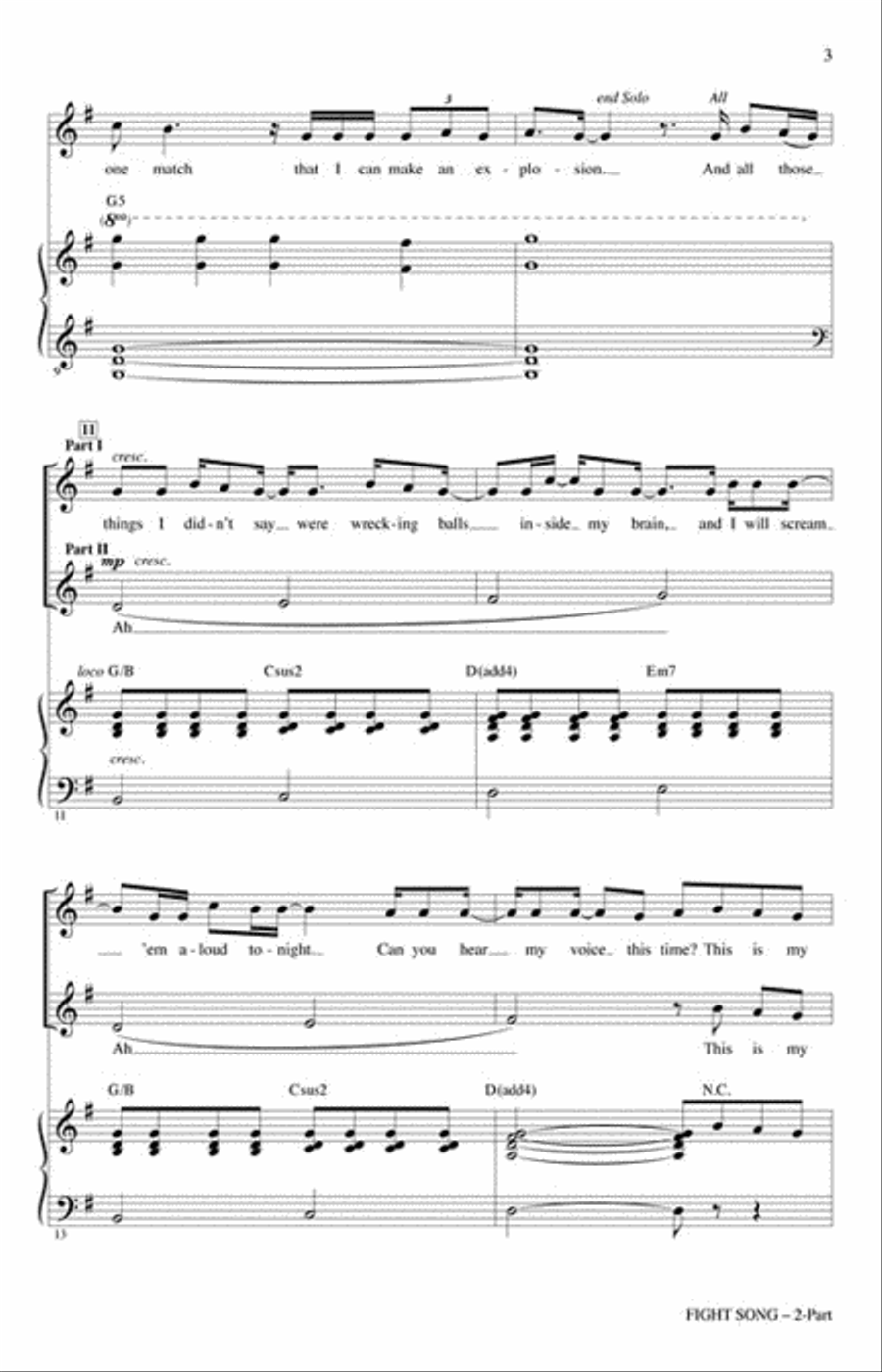 Fight Song 2-Part scores gallery preview page 3