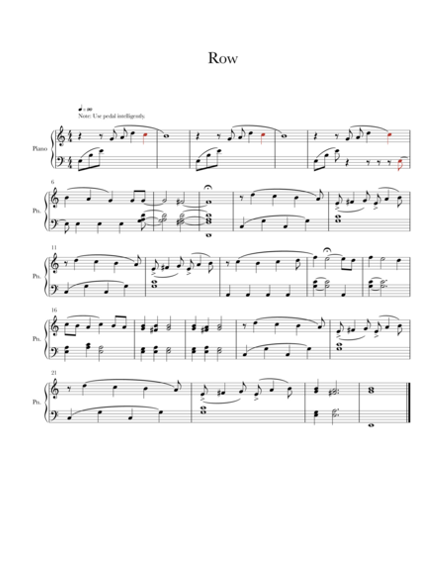Row Row Piano Solo scores gallery preview page 1