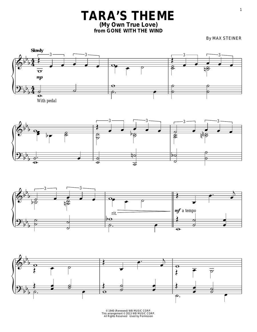 Tara's Theme (My Own True Love) Piano Solo scores gallery preview page 1