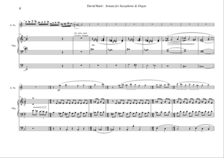 David Hurd: Sonata for Alto Saxophone and Organ Woodwind Duet scores gallery preview page 4