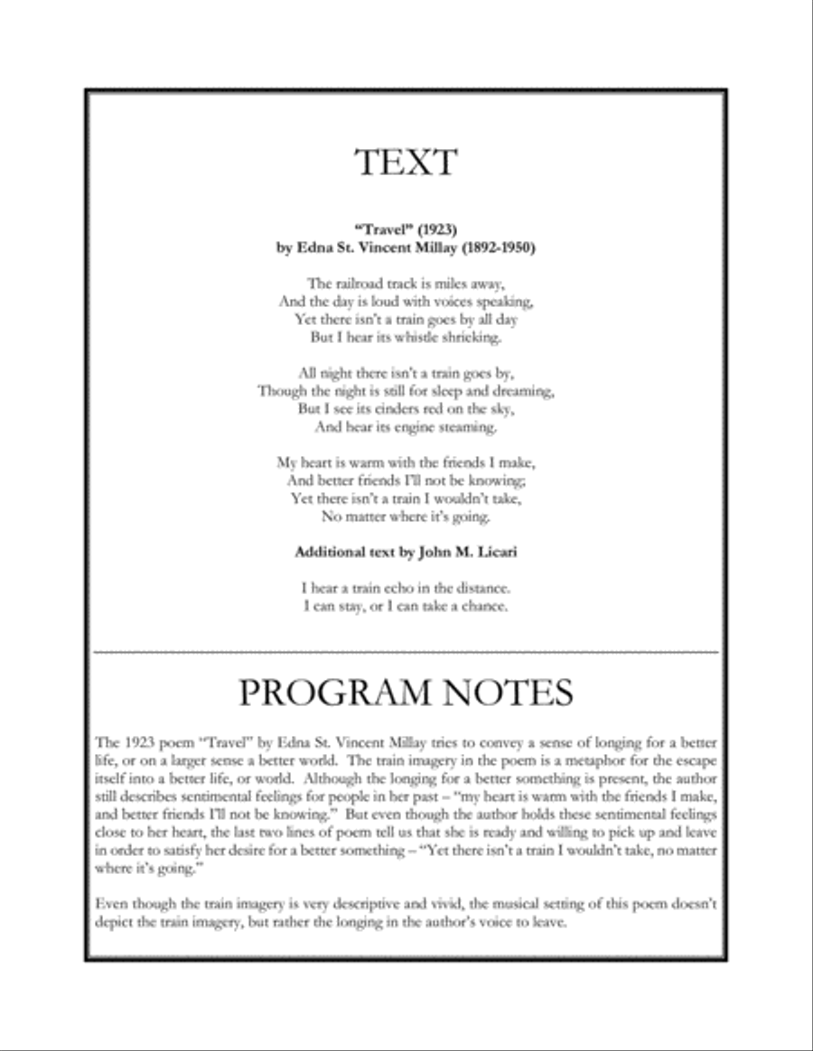 Travel (SAB Choir) - Text by Edna St. Vincent Millay 3-Part scores gallery preview page 2