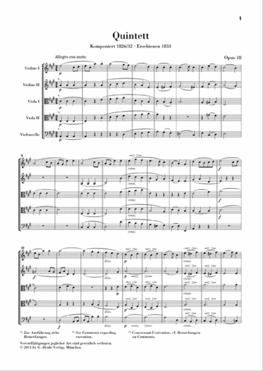 String Quintets, Op. 18 and 87 String Quintet scores gallery preview page 3