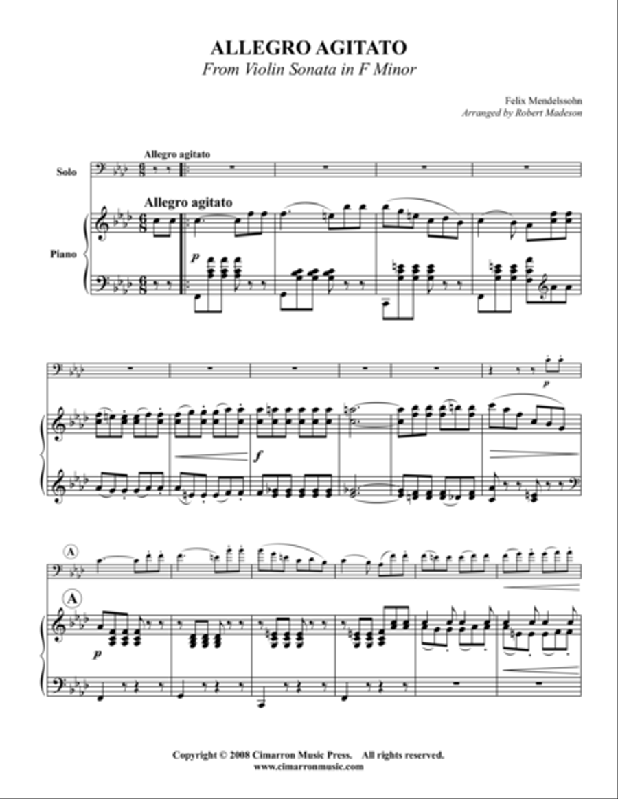 Allegro Agitato in F Minor Euphonium scores gallery preview page 1