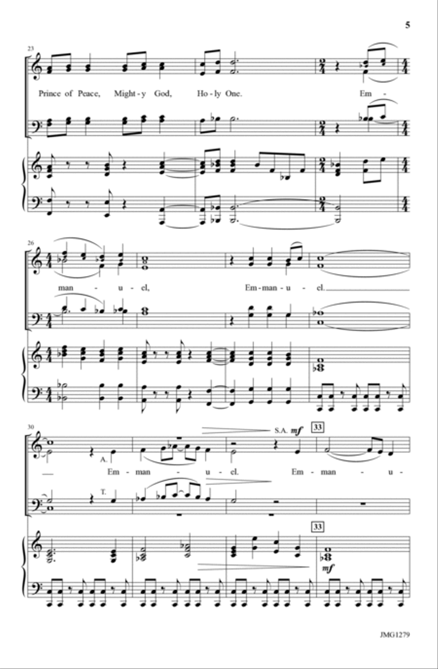 Emmanuel with Joy to the World 4-Part scores gallery preview page 5