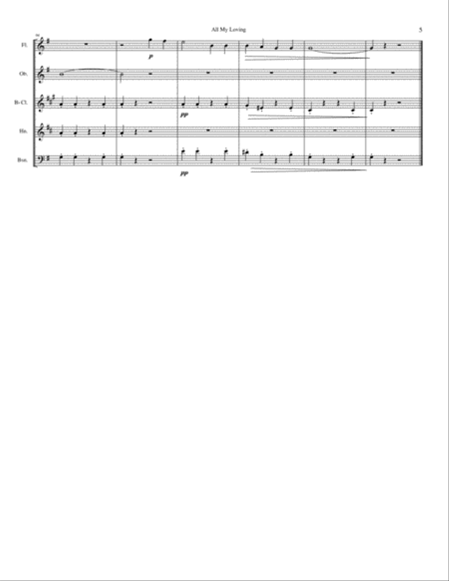 All My Loving Woodwind Quintet scores gallery preview page 5