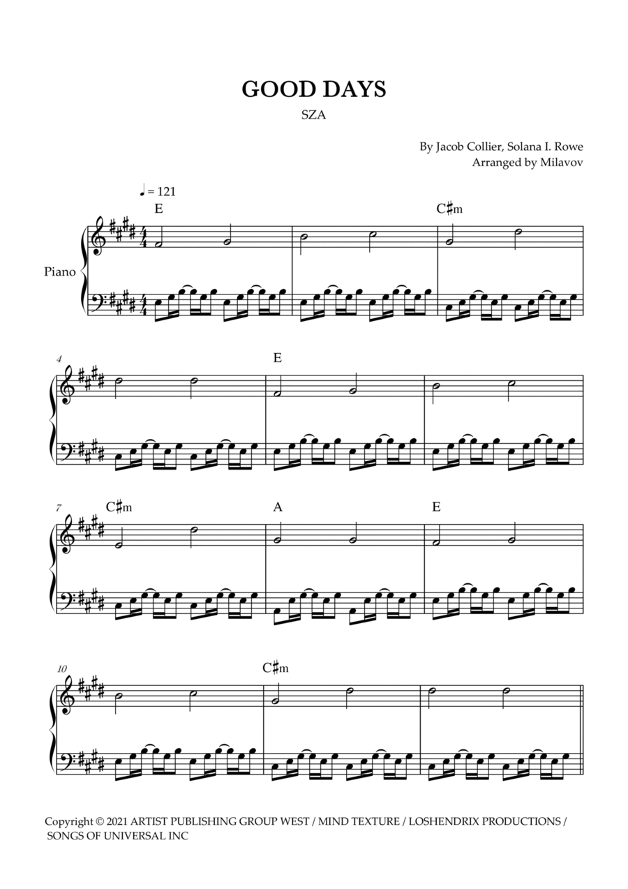 Good Days Piano Solo scores gallery preview page 1