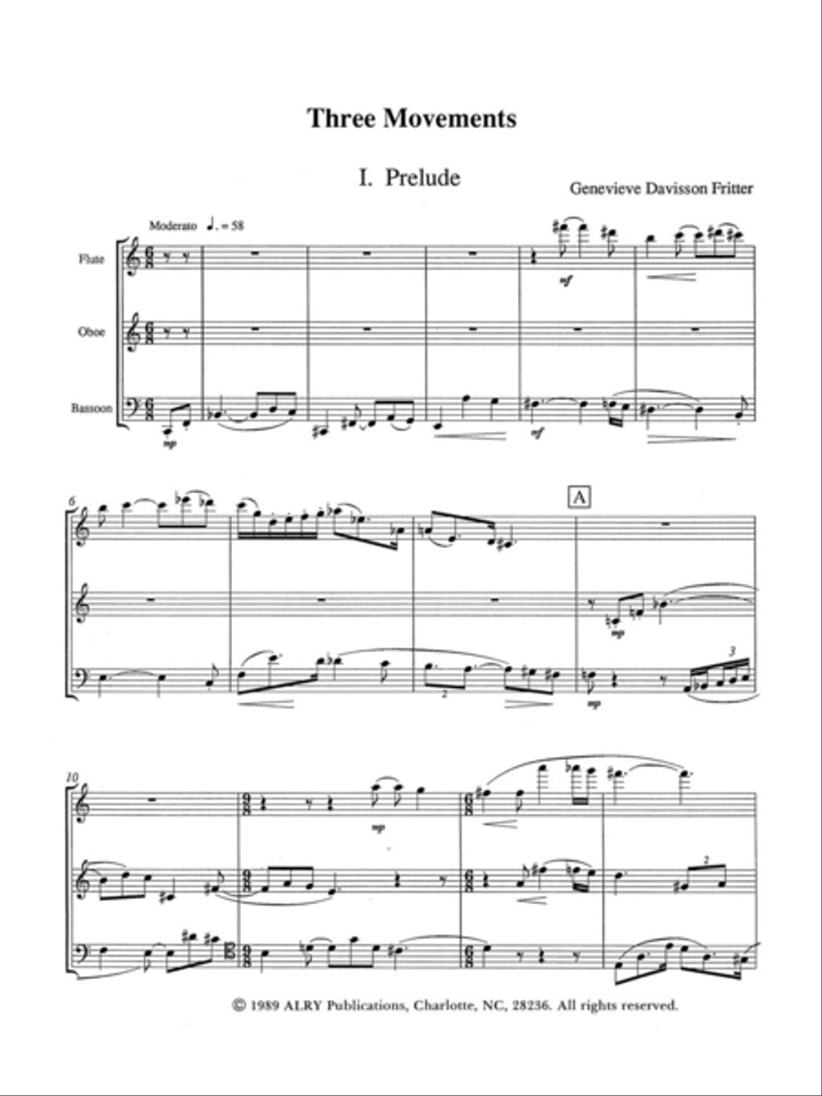 Three Movements for Flute, Oboe and Bassoon Bassoon scores gallery preview page 2