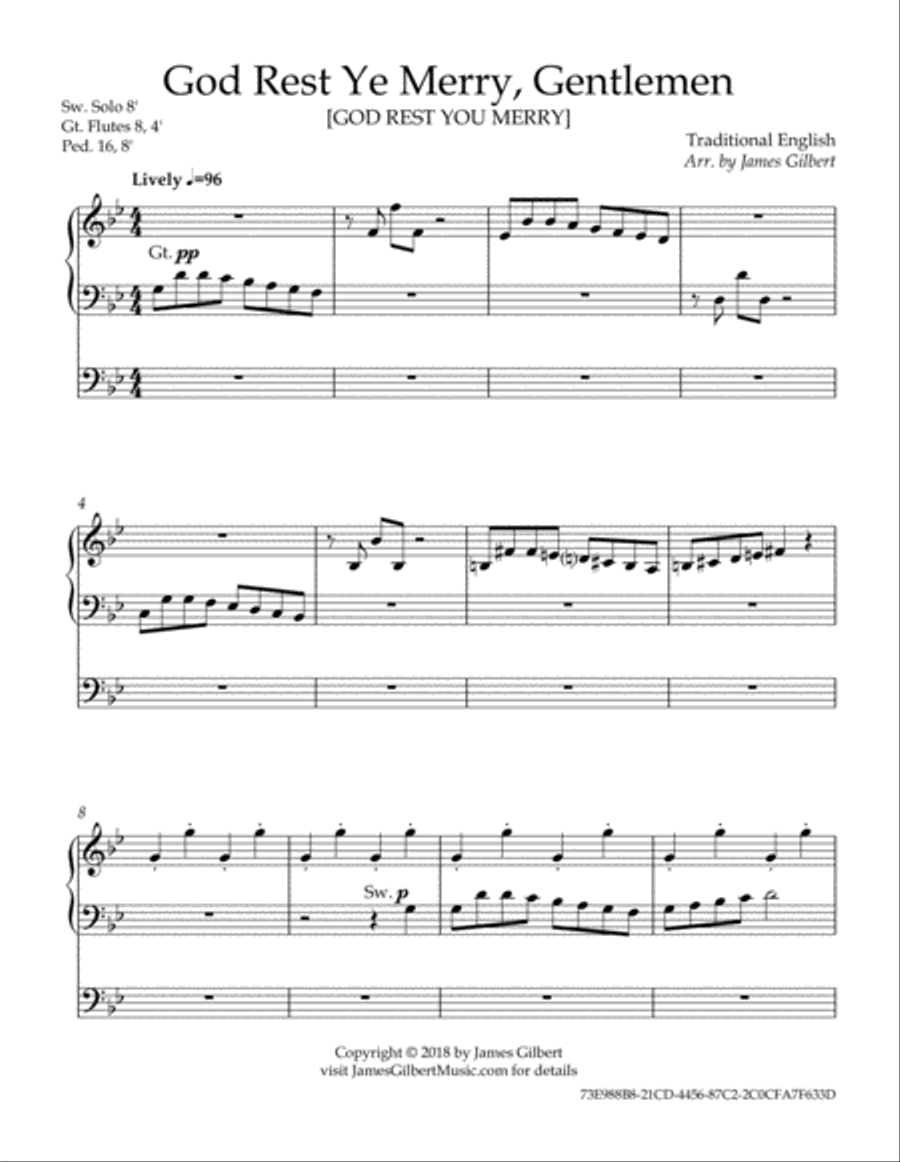 God Rest Ye Merry, Gentlemen Organ Solo scores gallery preview page 2