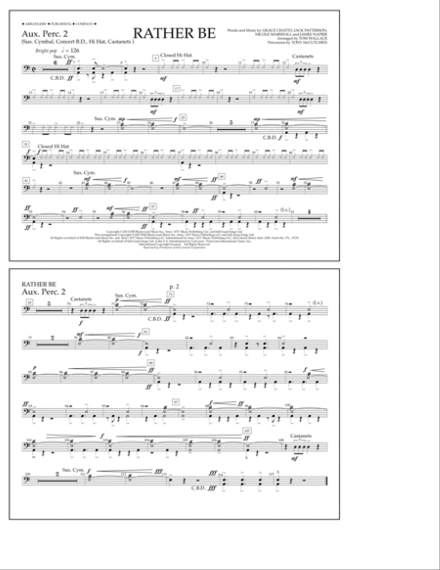 Rather Be - Aux. Perc. 2 A Cappella scores gallery preview page 1