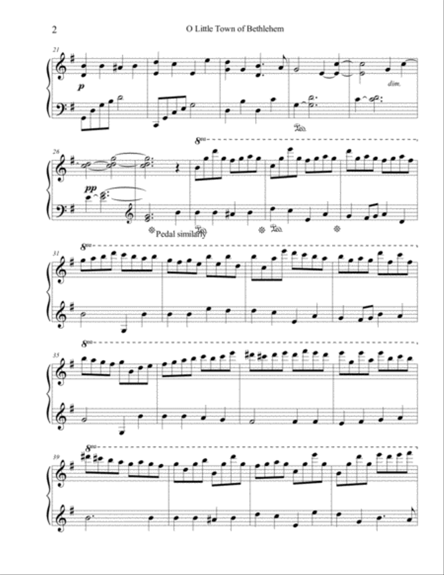 Oh Little Town of Bethlehem Piano Solo scores gallery preview page 2