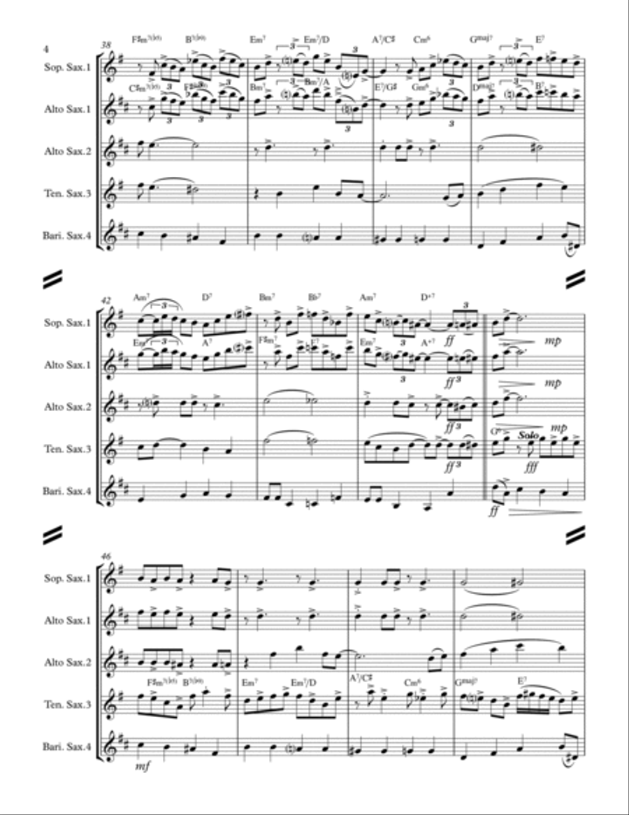 Georgia On My Mind Saxophone Quartet scores gallery preview page 5