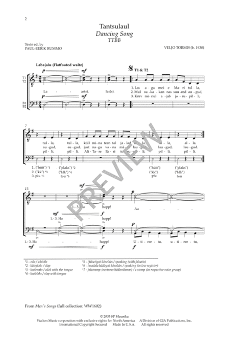 Tantsulaul TTBB scores gallery preview page 3