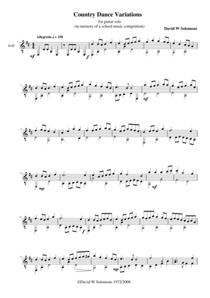 Country dance variations for guitar solo