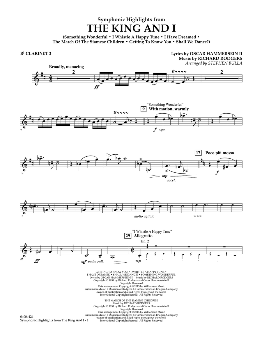 Symphonic Highlights from The King and I - Bb Clarinet 2