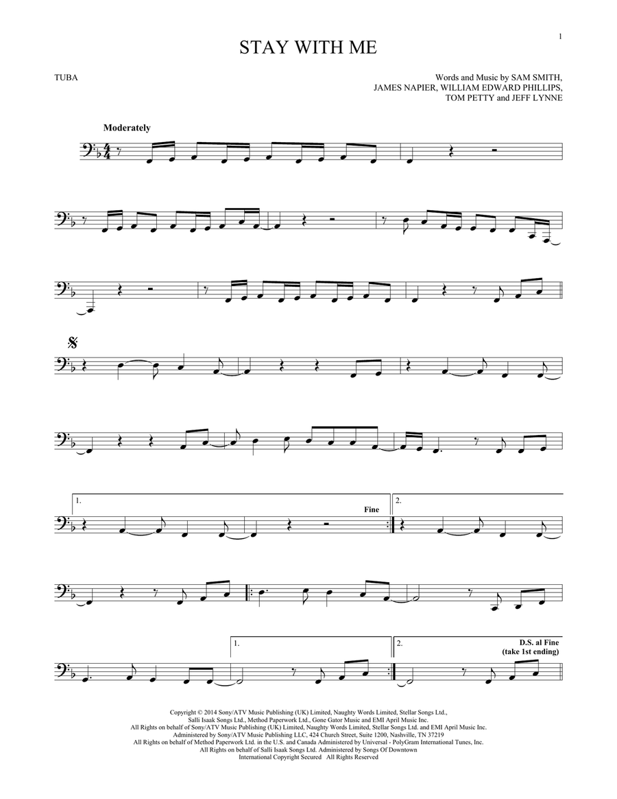 Stay With Me Tuba scores gallery preview page 1