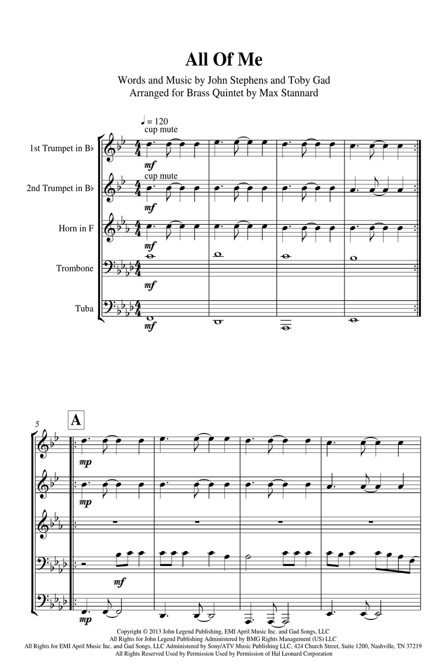 All Of Me All Of Me Brass Ensemble scores gallery preview page 2