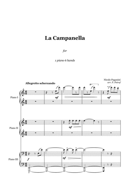 PAGANINI - La Campanella - 1 piano 6 hands, score and parts image number null