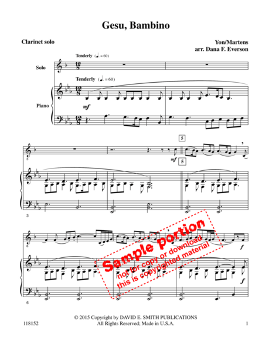 Gesu Bambino Clarinet Solo scores gallery preview page 2