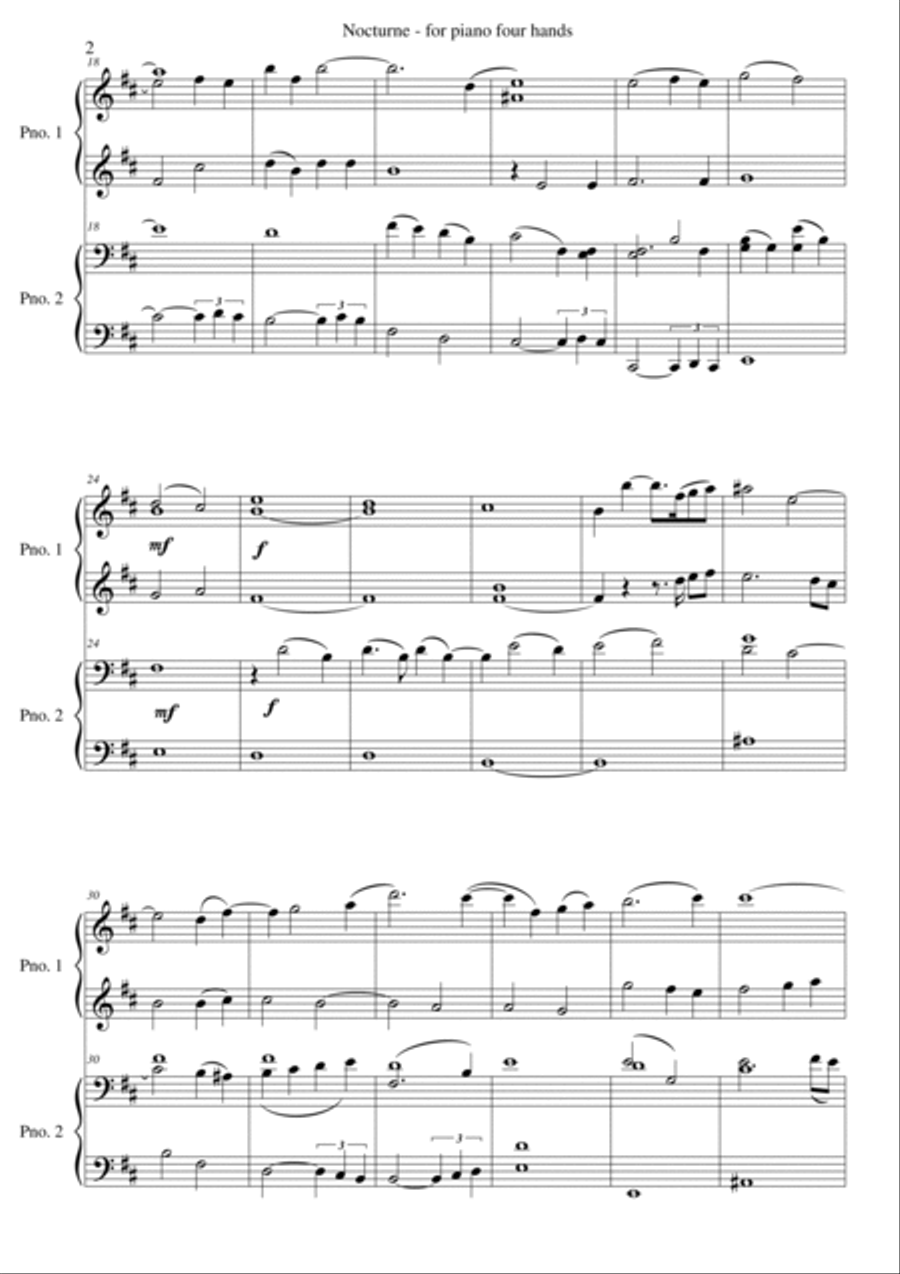 Nocturne for piano (4 hands) Piano Duet scores gallery preview page 2