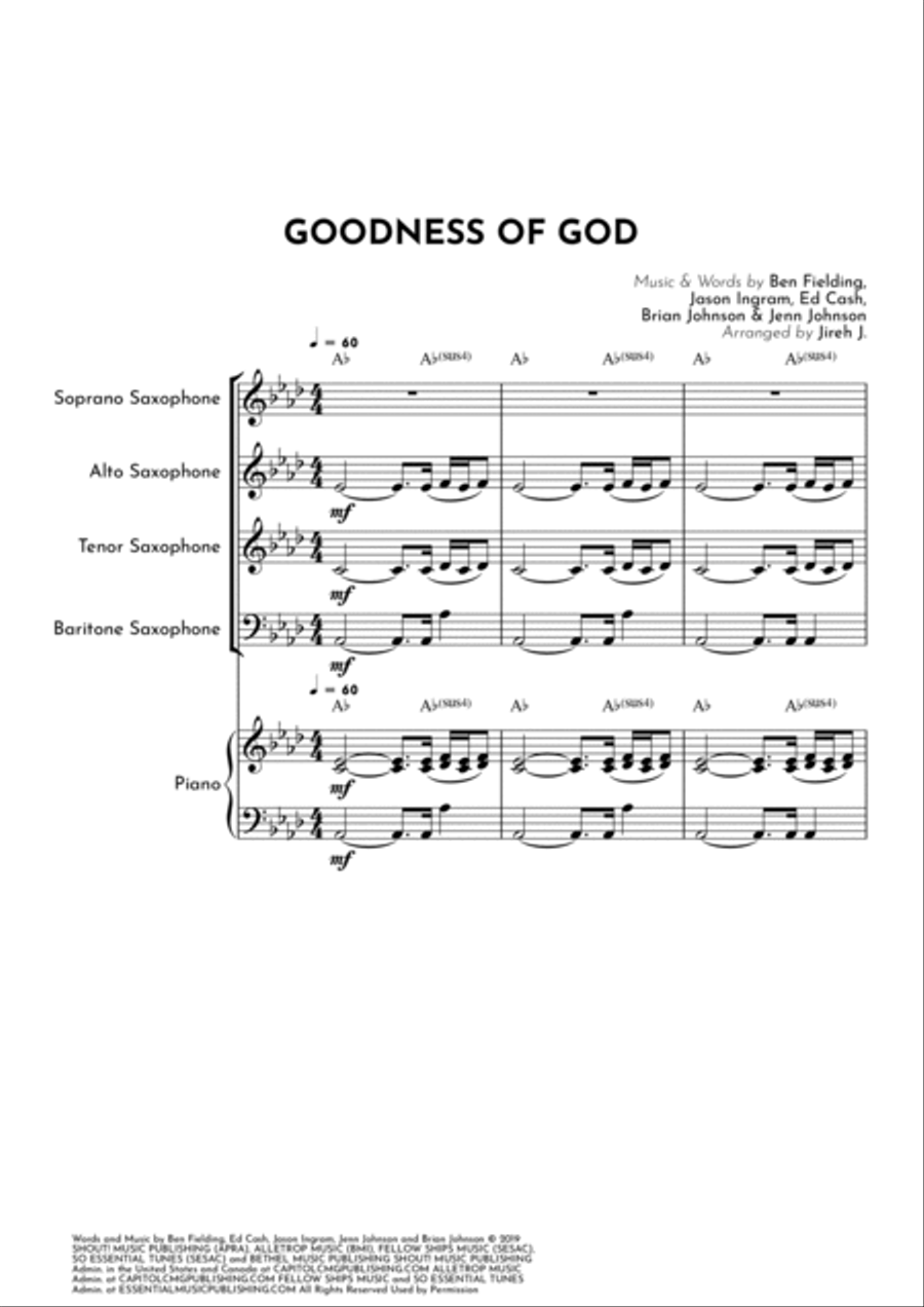 Goodness Of God Saxophone Quartet scores gallery preview page 2