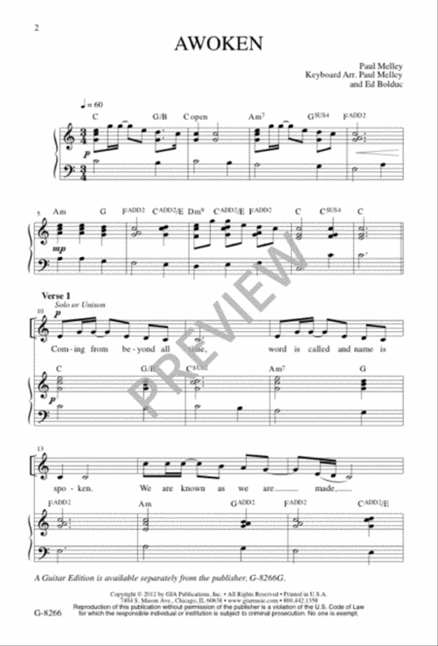 Awoken Awoken Unison Choir scores gallery preview page 2