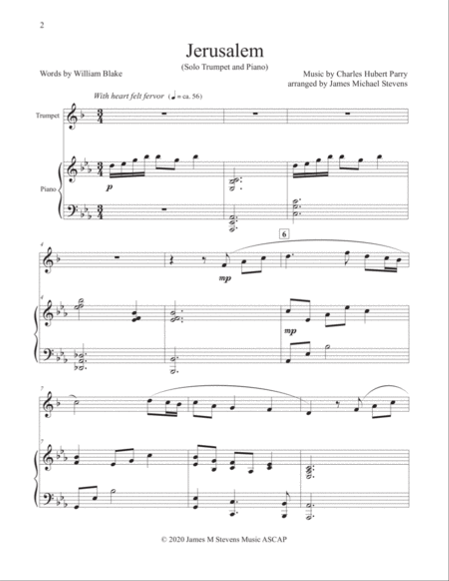Jerusalem - Trumpet & Piano Trumpet scores gallery preview page 2