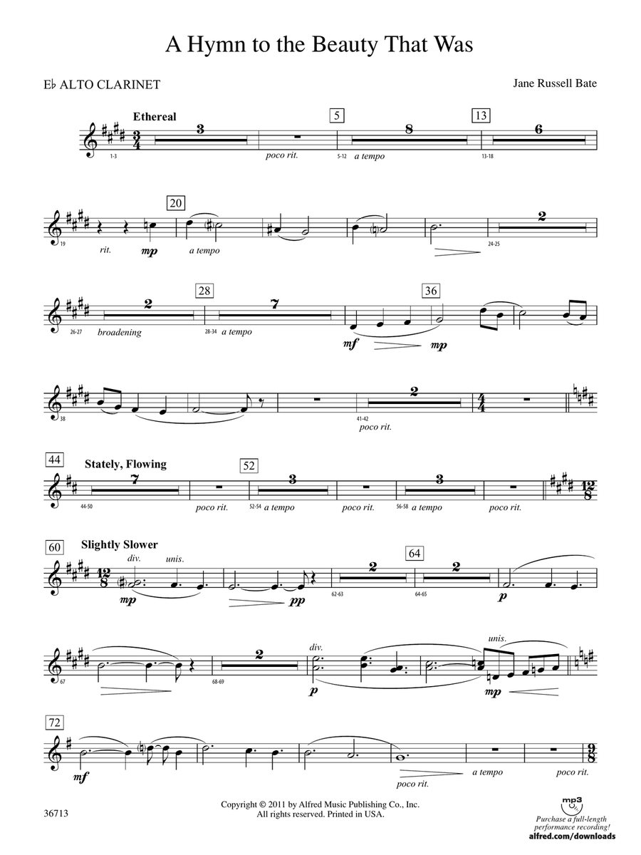 Hymn to the Beauty That Was: (World Part) E-flat Alto Clarinet