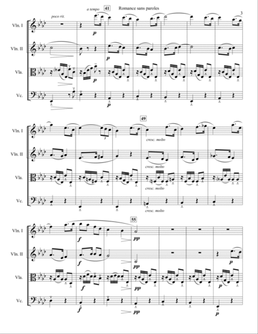 Romance sans paroles String Quartet scores gallery preview page 4