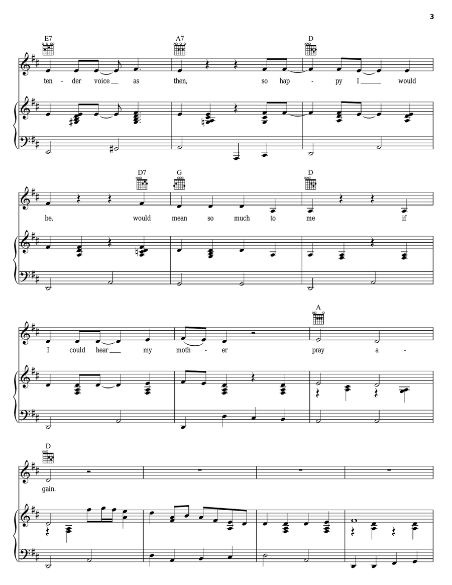 If I Could Hear My Mother Pray Again Piano, Vocal, Guitar scores gallery preview page 3