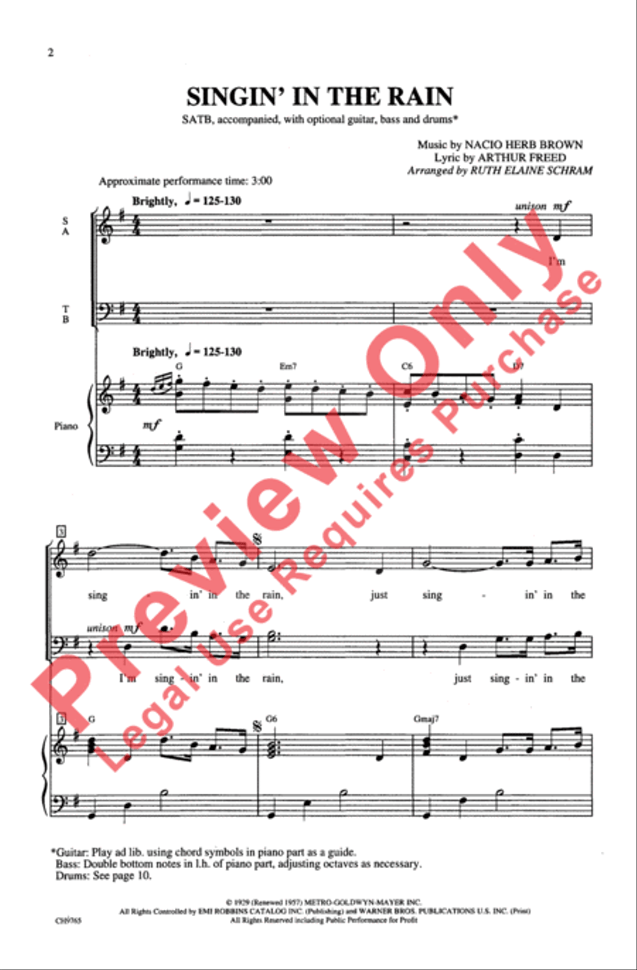 Singin' in the Rain Singin' in the Rain 4-Part scores gallery preview page 2