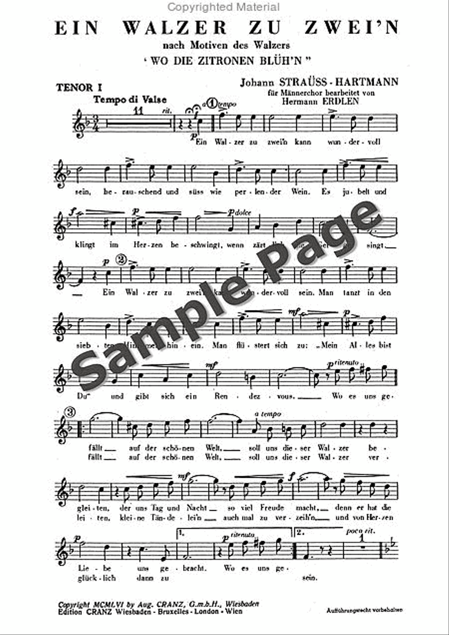 Strauss J Ein Walzer Zu Zwein TTBB scores gallery preview page 2