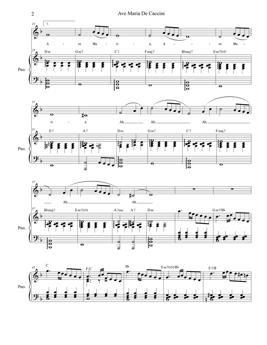 Ave Maria De Caccini Low Voice scores gallery preview page 2