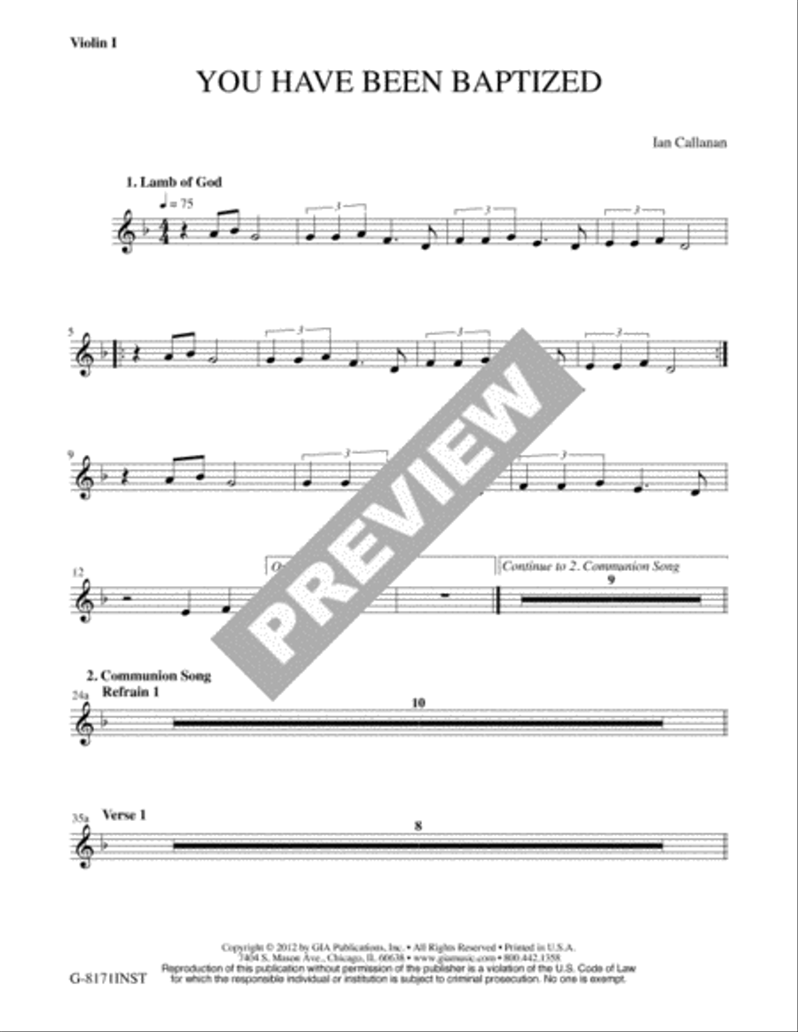 You Have Been Baptized - Instrument edition Cello scores gallery preview page 3