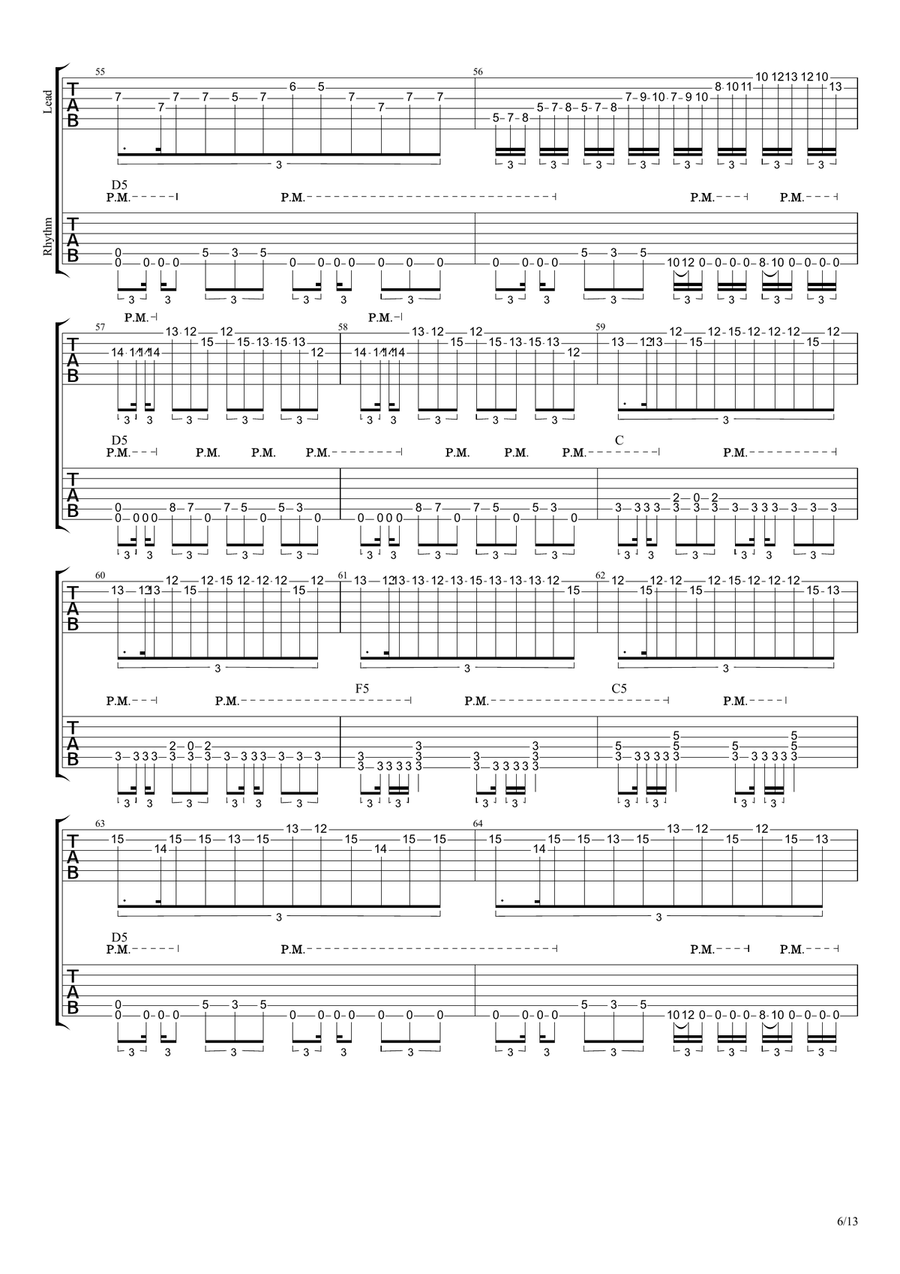 Last Of The Mohicans (main Theme) Guitar Tablature scores gallery preview page 6
