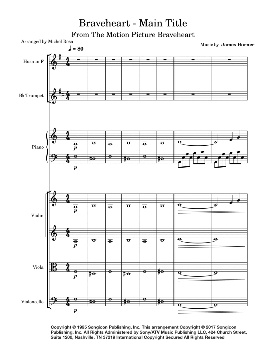Braveheart - Main Title Horn scores gallery preview page 1