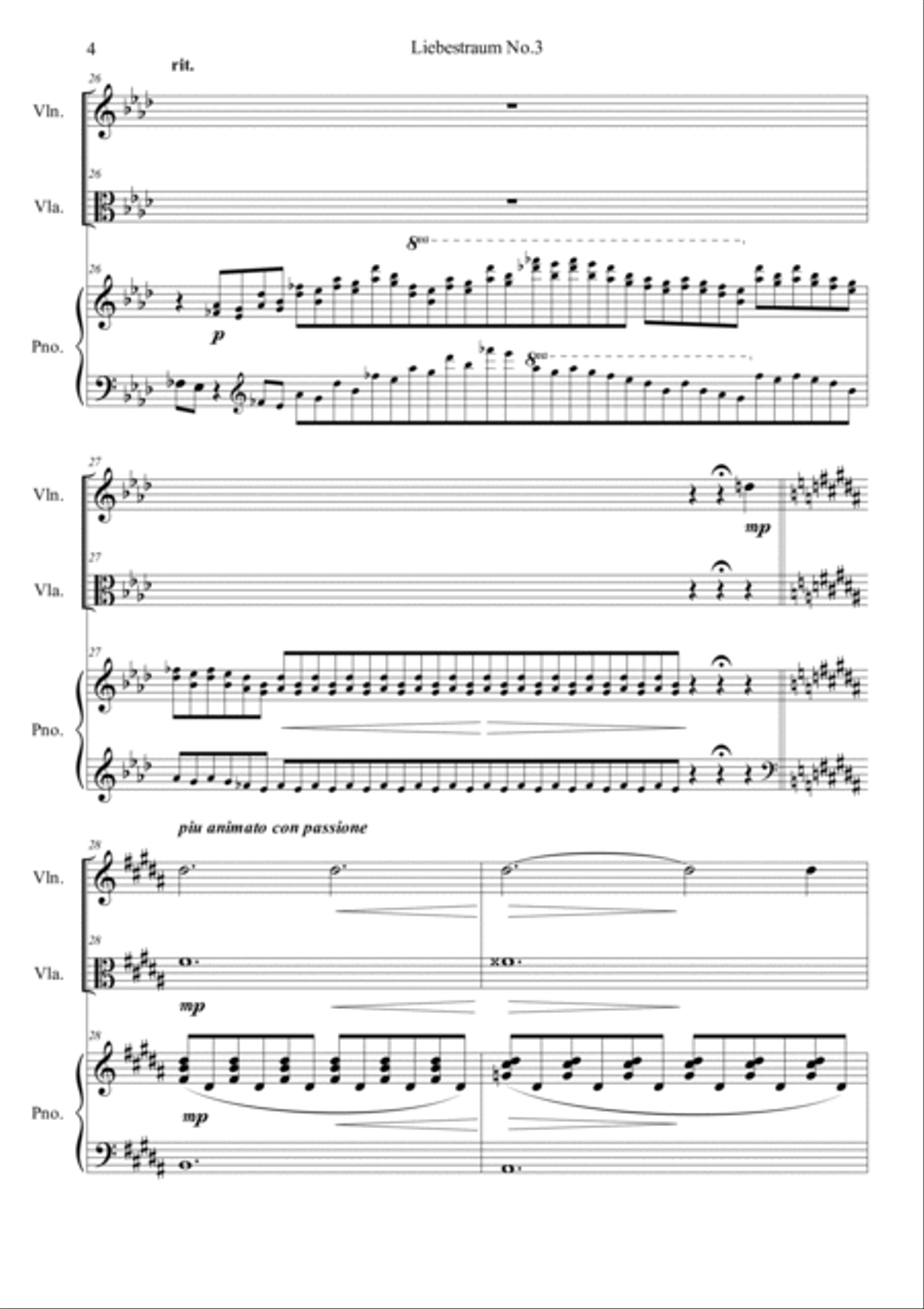 Liebestraum, S.541 No.3 Viola scores gallery preview page 4
