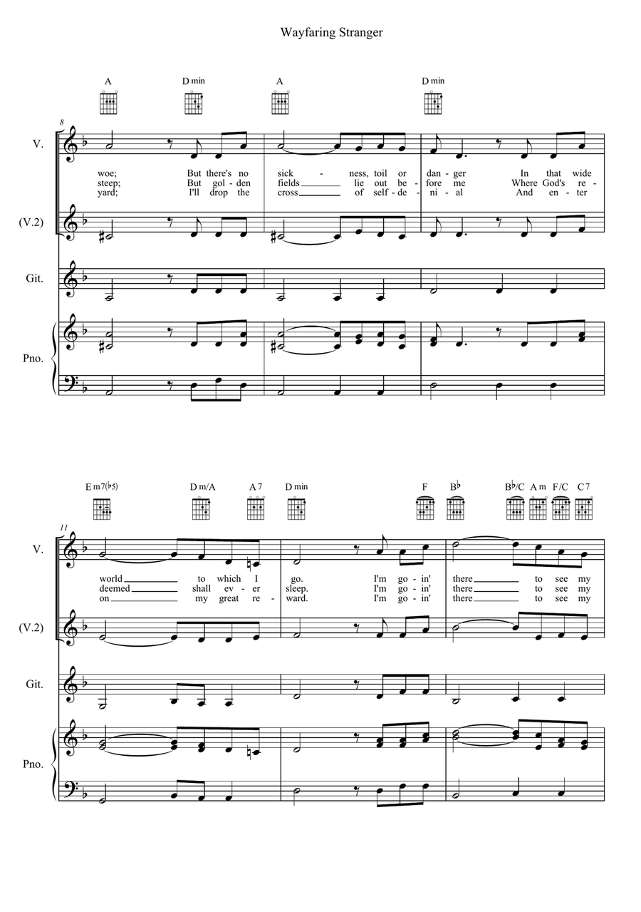 Wayfaring Stranger Voice Solo scores gallery preview page 2