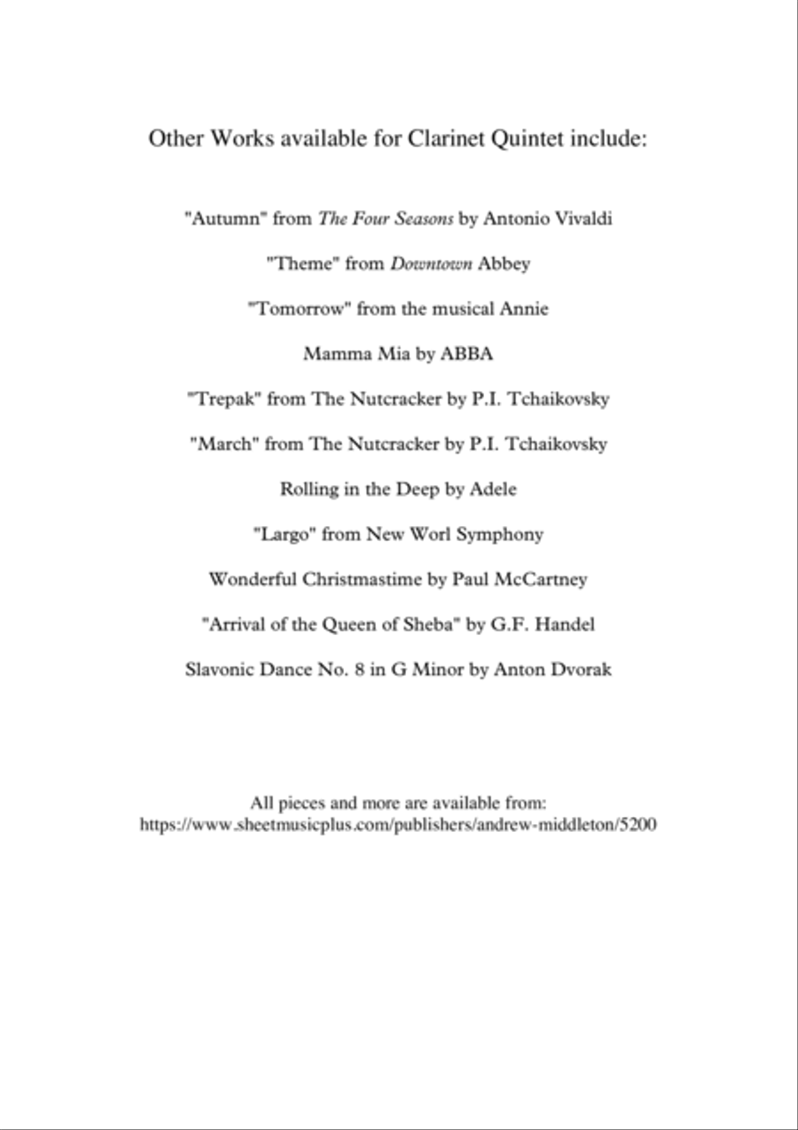 Prelude & Fugue BWV 867 arranged for Clarinet Quintet Clarinet Quintet scores gallery preview page 2