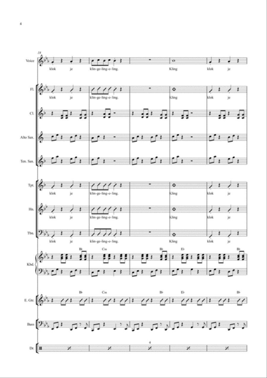 Reggae Klokje (Kling Klokje Kling) Concert Band scores gallery preview page 6