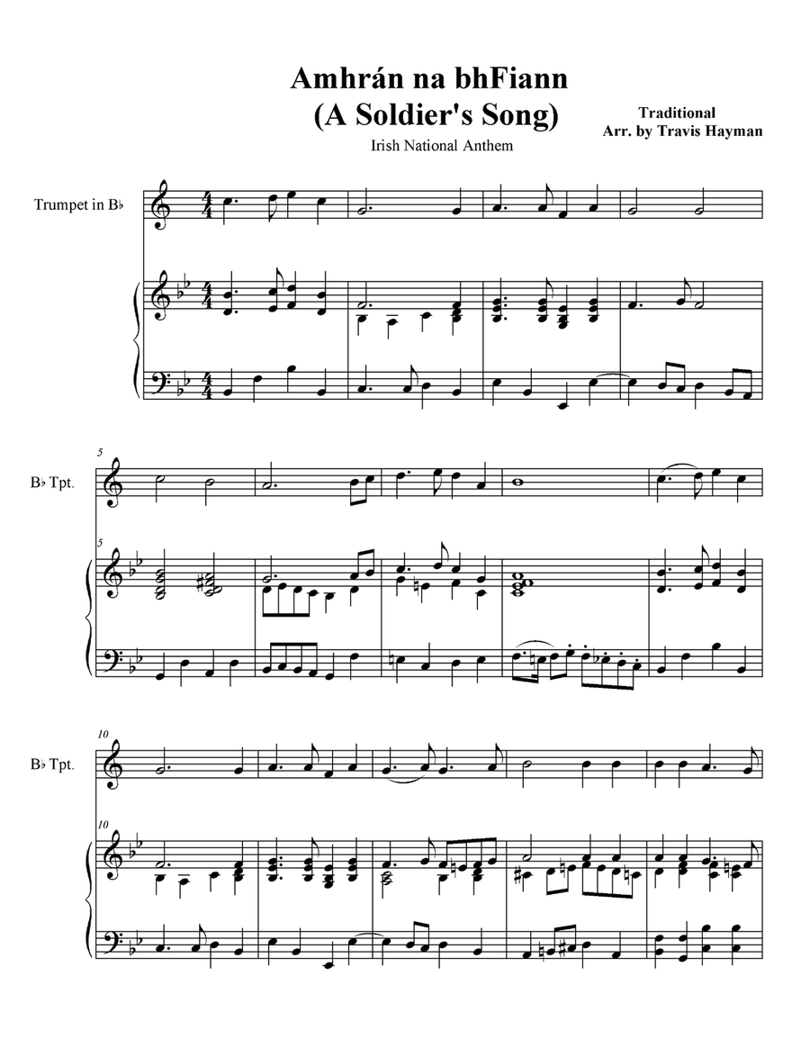 Amhrán na bhFiann (Irish National Anthem) B-Flat Trumpet scores gallery preview page 3