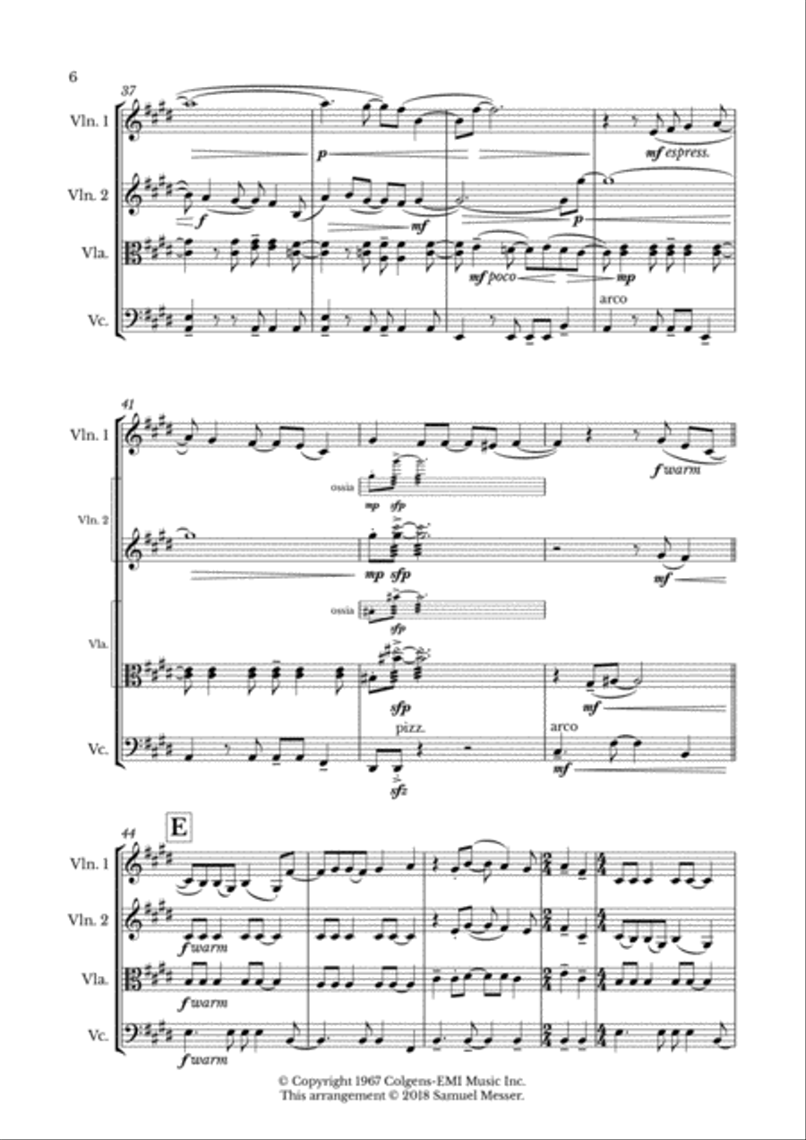 The Look of Love (String Quartet) String Quartet scores gallery preview page 6