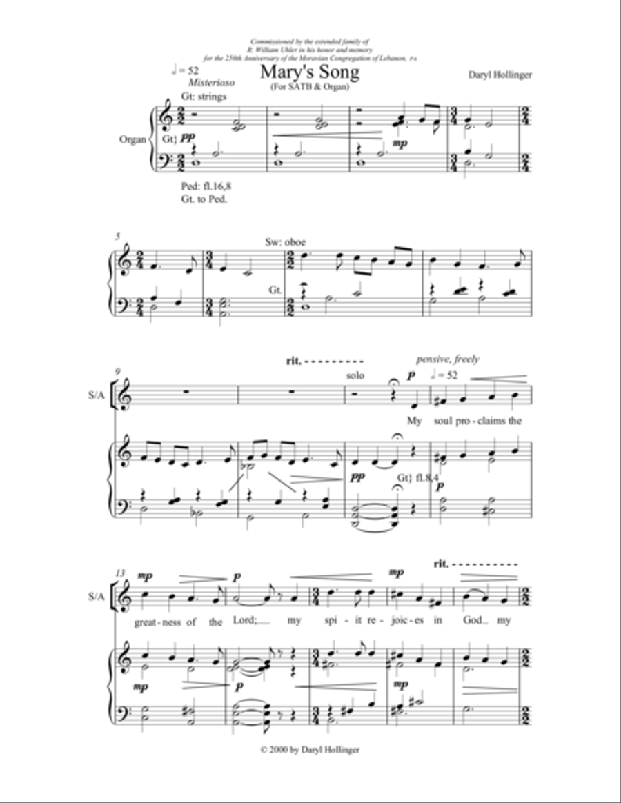 Mary's Song (Magnificat) 4-Part scores gallery preview page 1