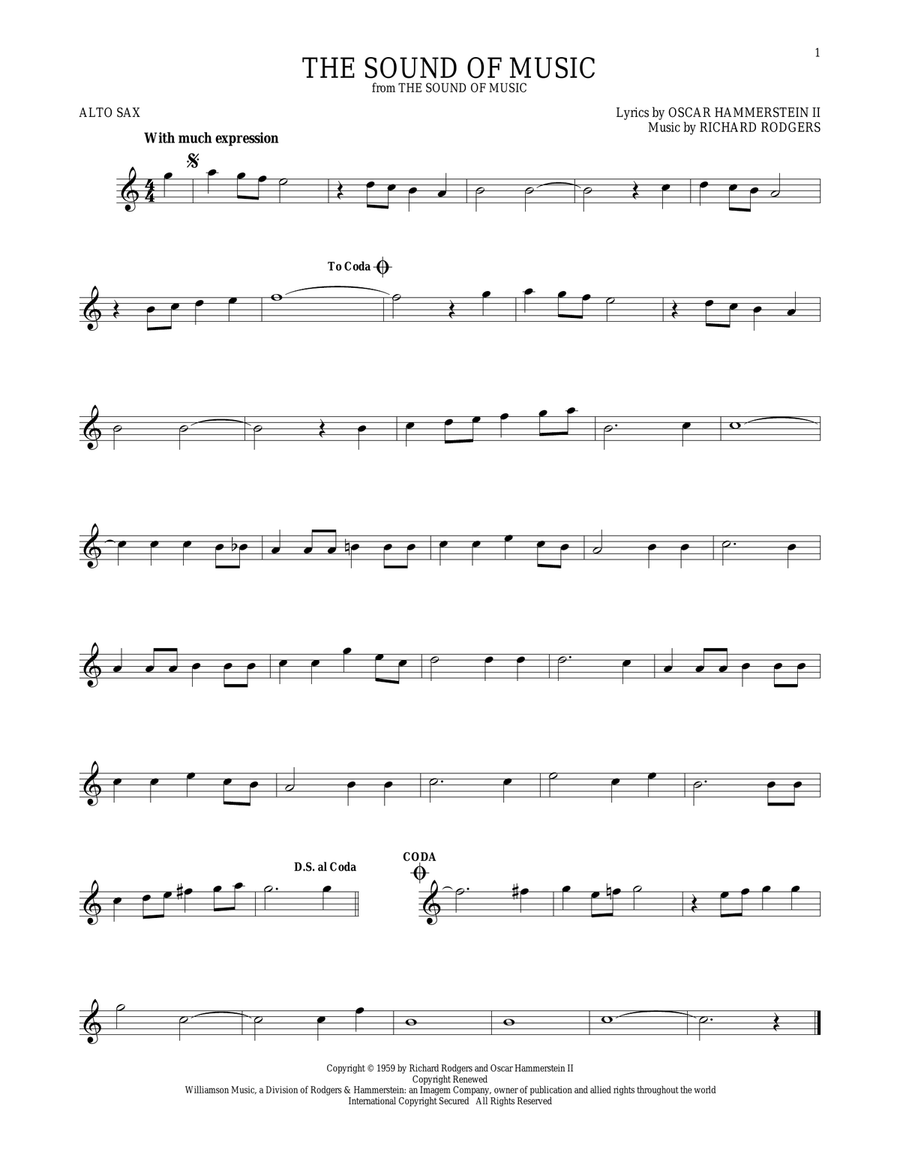 The Sound Of Music Alto Saxophone scores gallery preview page 1