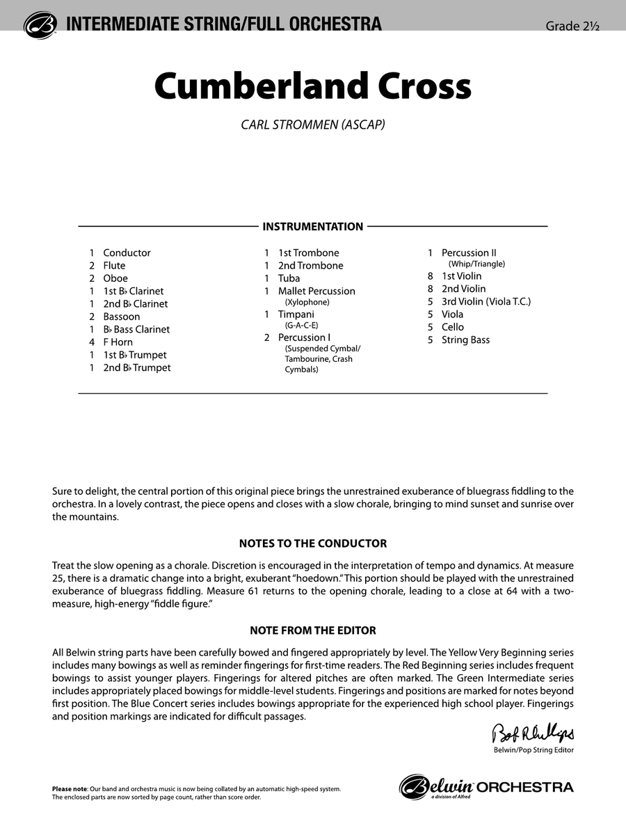 Cumberland Cross: Score